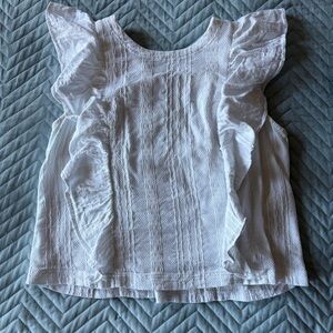 Anthropologie White Ruffle Textured Tie Back Blouse